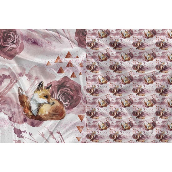 Minky Cuddle Pannel Floral Triangle Fox - PRINT IN QUEBEC IN OUR WORKSHOP